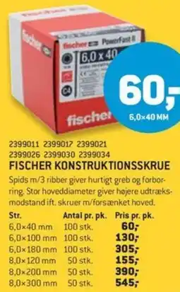 XL-BYG Fischer Konstruktionsskrue tilbud
