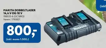 Davidsen Makita dobbeltlader 14,4 v og 18 v tilbud