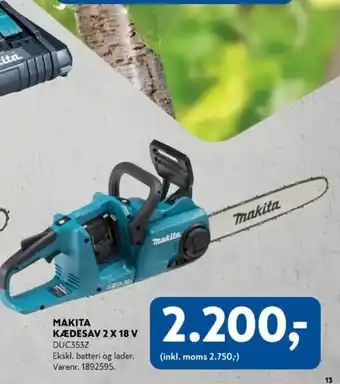 Davidsen Makita kædesav 2 x 18 v duc353z tilbud