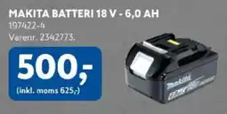Davidsen Makita batteri 18 v - 6,0 ah tilbud