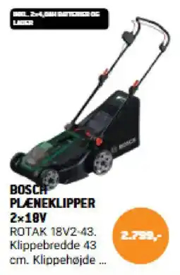 XL-BYG Bosch plæneklipper 2x18v rotak 18v2-43 tilbud