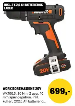 XL-BYG Worx boremaskine 20v tilbud