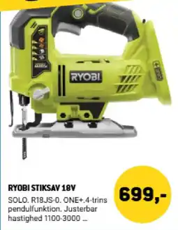 XL-BYG Ryobi stiksav 18v tilbud