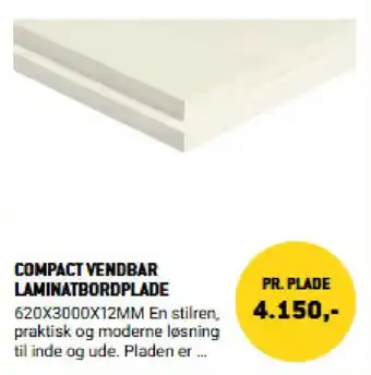 XL-BYG Compact vendbar laminatbordplade tilbud