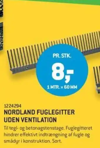 Nordland Fuglegitter uden ventilation