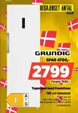 Power Grundig Topmodel med FreshZone 185 cm køleskab tilbud