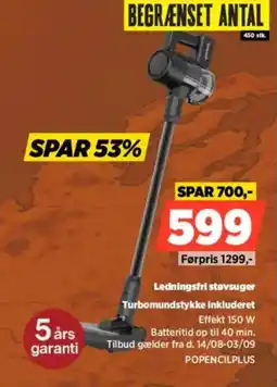 Power Ledningsfri støvsuger Turbomundstykke inkluderet tilbud