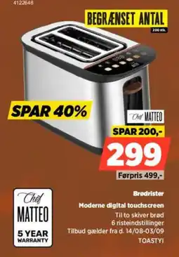 Power Chef Matteo Brødrister Moderne digital touchscreen tilbud