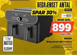 Power Chef Matteo Airfryer Brug som én eller to kurve tilbud
