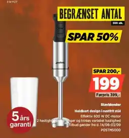 Power Stavblender Holdbart design i rustfrit stål tilbud