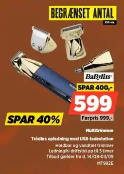 Power Babyliss Multitrimmer Trådløs opladning med USB-ladestation tilbud