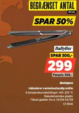 Power Babyliss Glattejern Inkluderer varmebestandig måtte tilbud