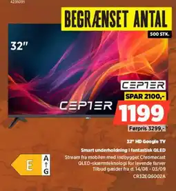 Power Cepter 32" HD Google TV Smart underholdning i fantastisk QLED tilbud