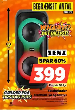 Power Senz Festhøjttaler Kraftfuld lyd og festlys tilbud