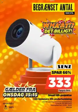 Power Senz Smart HD-projektor 130-tommers HD-underholdning tilbud
