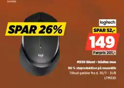 Power Logitech M330 Silent - trådløs mus 90% støjreduktion på museklik tilbud