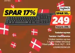 Power Logitech Tastatur og mus Tastatur i fuld størrelse tilbud