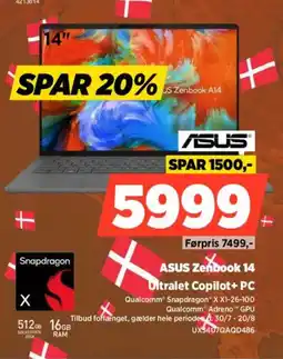 Power ASUS Zenbook 14 Ultralet Copilot+ PC tilbud