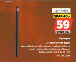 Power Dacota Platinum Stylus pen 2-1-1 præcisions-stylus tilbud