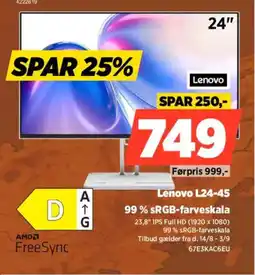 Power Lenovo L24-45 99% sRGB-farveskala tilbud