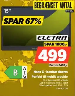 Power Eletra Nano X - bærbar skærm Perfekt til mobilt arbejde tilbud