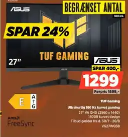Power Asus TUF Gaming Ultrahurtig 180 Hz kurvet gaming tilbud