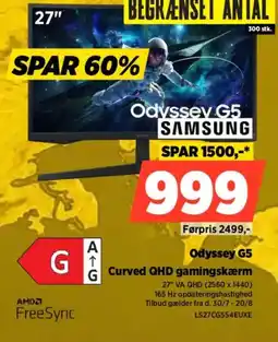 Power Samsung Odyssey G5 Curved QHD gamingskærm tilbud