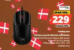 Power Hyper Gaming mus Griptape og godt glidende musefødder tilbud