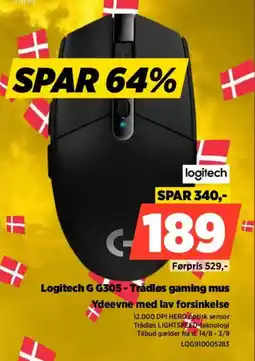 Power Logitech G G305-Trådløs gaming mus Ydeevne med lav forsinkelse tilbud