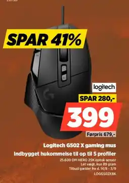 Power Logitech G502 X gaming mus Indbygget hukommelse til op til 5 profiler tilbud