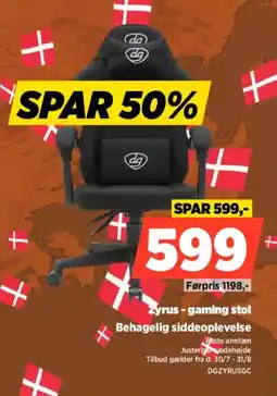 Power Zyrus-gaming stol Behagelig siddeoplevelse tilbud