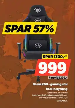 Power Beam RGB-gaming stol RGB-belysning tilbud