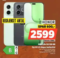 Power Honor 600 Lite 5G 128 GB Op til 2,5 dages batteritid tilbud