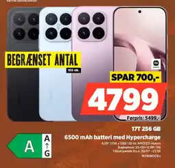 Power 17T 256GB 6500 mAh batteri med Hypercharge tilbud