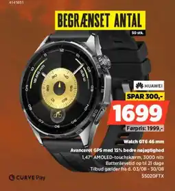 Power Huawei Watch GT6.46 mm Avanceret GPS med 15% bedre nøjagtighed tilbud