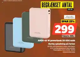 Power Dacota Platinum AM20.40 W powerbank 20 000 mAh Hurtig opladning på farten tilbud