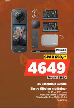 Power Insta360 X5 Essentials Bundle Ekstra tilbehør medfølger tilbud