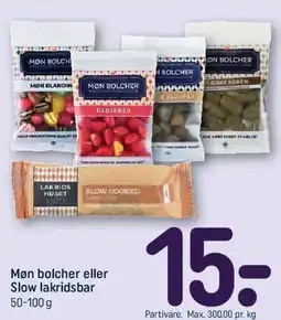 REMA 1000 Møn bolcher eller Slow lakridsbar tilbud