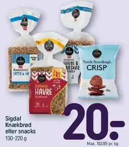 REMA 1000 Sigdal Knækbrød eller snacks tilbud