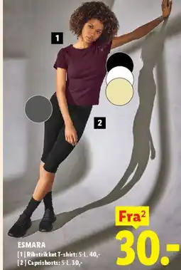 Lidl Ribstrikket T-shirt / Caprishorts tilbud