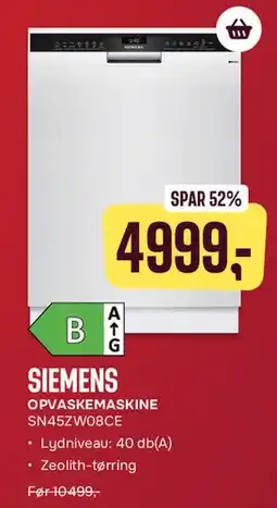 Skousen Siemens opvaskemaskine SN45ZW08CE tilbud