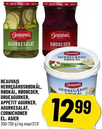 Løvbjerg Beauvais Herre-Gårdsrødkal,Rødkål, Rødbeder, Drueagurker, Appetit Agurker, Agurkesalat, Cornichoner El. Asier 350-750g tilbud