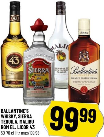 Ballantine's Whisky,Sierra Tequila, Malibu Rom El. Licor 43