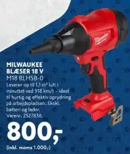 Davidsen Milwaukee blæser 18 v m18 blhsb-0 tilbud