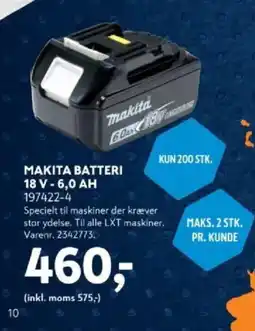 Davidsen Makita batteri 18 v - 6,0 ah tilbud