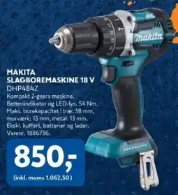 Davidsen Makita slagboremaskine 18 v dhp484z tilbud