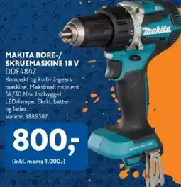 Davidsen Makita bore-/skruemaskine 18 v ddf484z tilbud