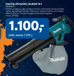 Davidsen Makita løvsuger-/blæser 18 v tilbud