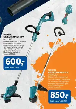 Davidsen Makita græstrimmer 18 v dur193z tilbud