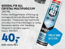 Davidsen Soudal Fix All Crystal Multifuge/Lim tilbud